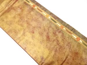 長谷川織物製　引箔　縞に花模様織り出し　名古屋帯